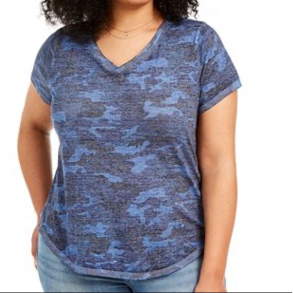 Style & Co. Tops - NEW Style & Co camouflage blue plus size top - 0X